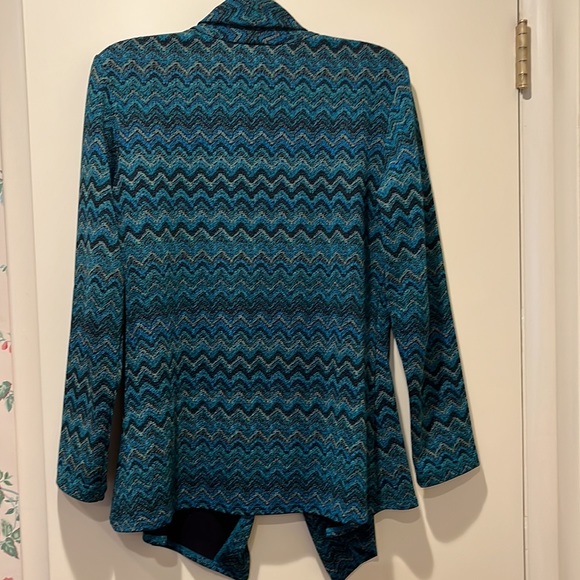 Coldwater Creek cardigan jacket. Chevron blue, green & black. Medium. GUC - Picture 3 of 9